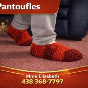 PANTOUFLES ROUGE-MARRON